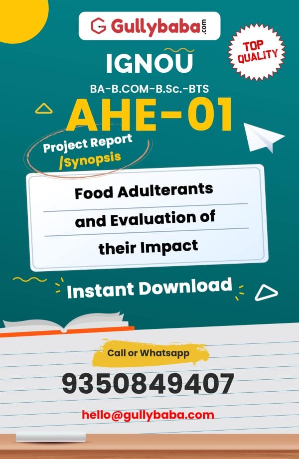 AHE-01 P Project – Food Adulterants and Evaluation of their Impact