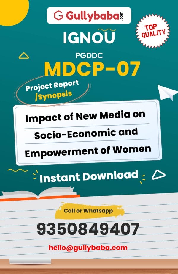 MDCP-07 Project – Impact of New Media on Socio-Economic and Empowerment of Women