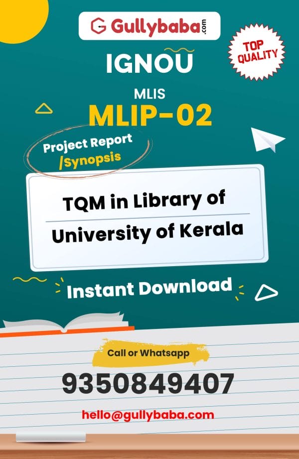 MLIP-02 Project – TQM in Library of University of Kerala