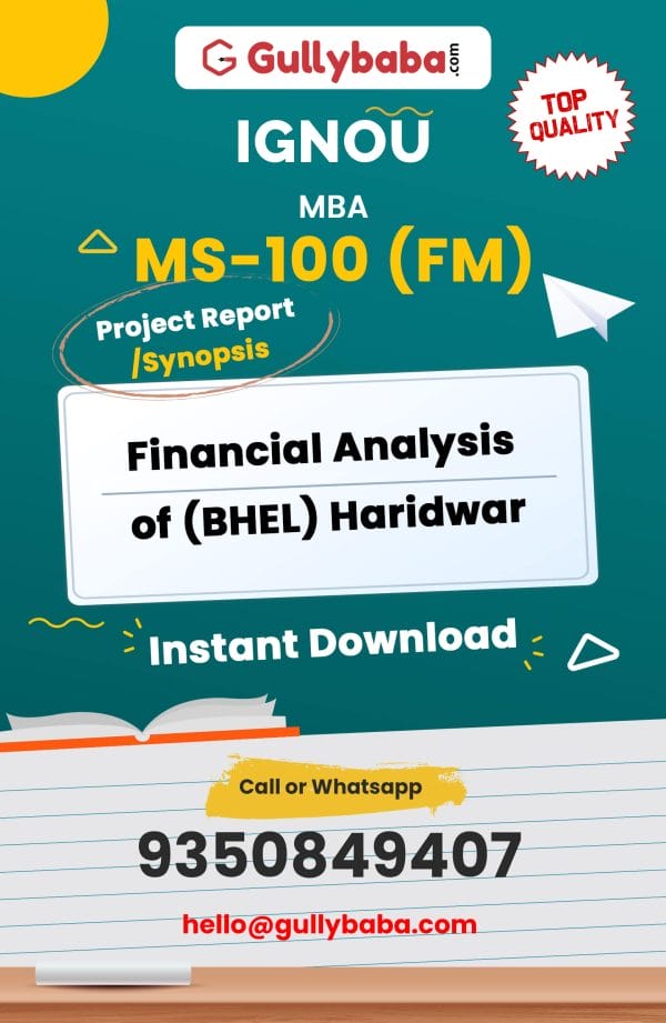 MS-100 (FM) Project – Financial Analysis of (BHEL) Haridwar