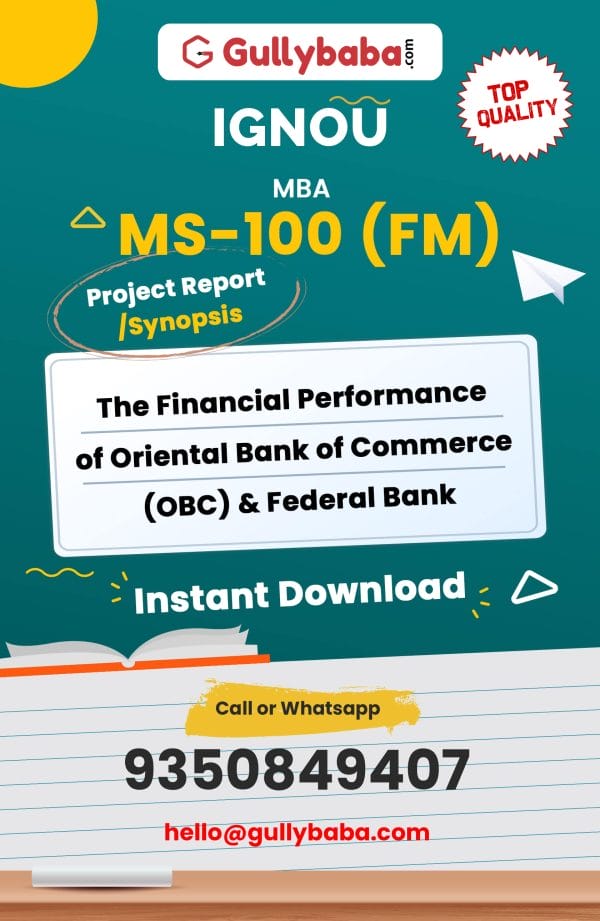 MS-100 (FM) Project – The Financial Performance of Oriental Bank of Commerce (OBC) & Federal Bank
