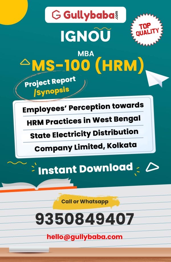 MS-100 (HRM) Project – Employees’ Perception towards HRM Practices in West Bengal State Electricity Distribution Company Limited, Kolkata