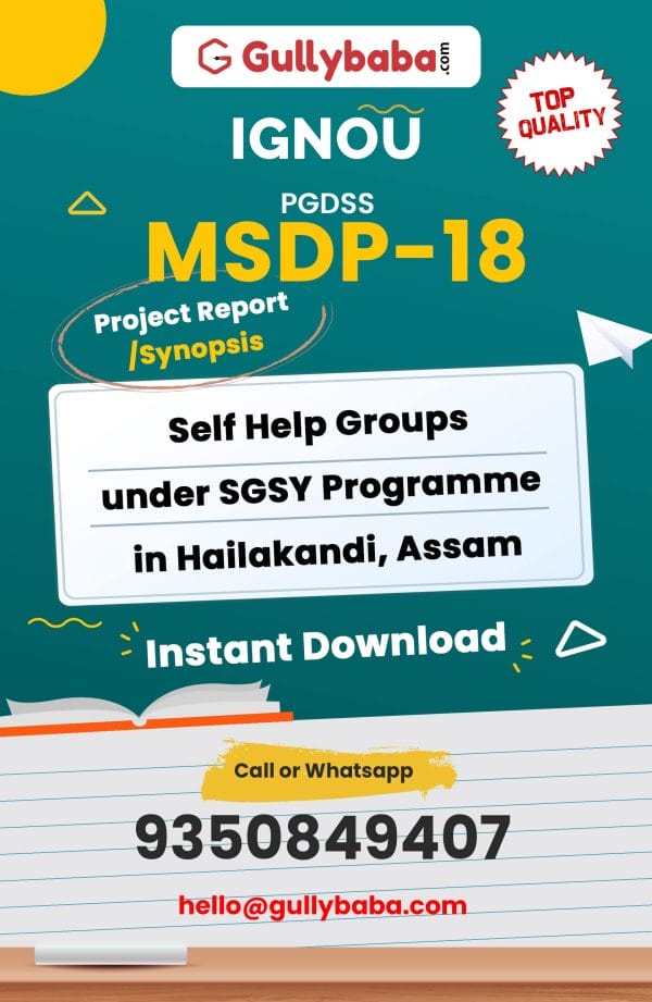 MSDP-18 Project – Self Help Groups under SGSY Programme in Hailakandi, Assam