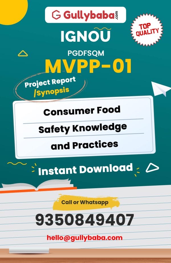 MVPP-01 Project – Consumer Food Safety Knowledge and Practices