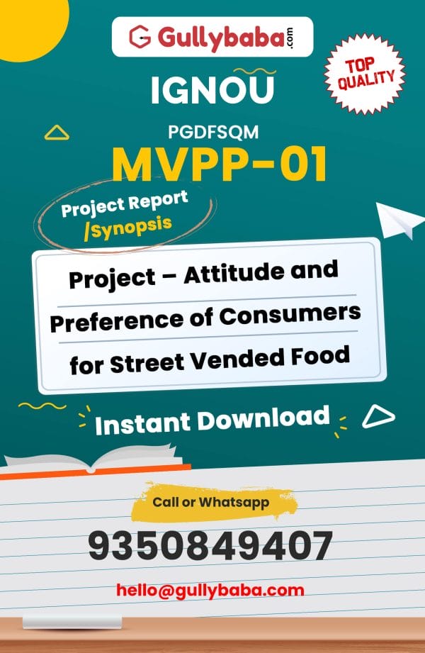MVPP-01 Project – Attitude and Preference of Consumers for Street Vended Food