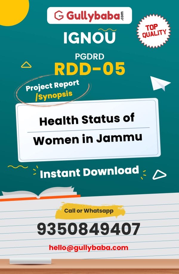 RDD-05 Project – Health Status of Women in Jammu
