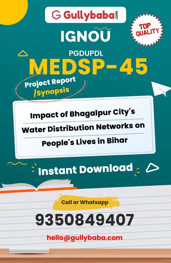 MEDSP-45 Project – Impact of Bhagalpur City’s Water Distribution Networks on People’s Lives in Bihar