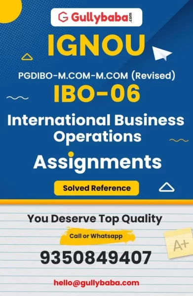 IGNOU IBO-06 Solved Assignment