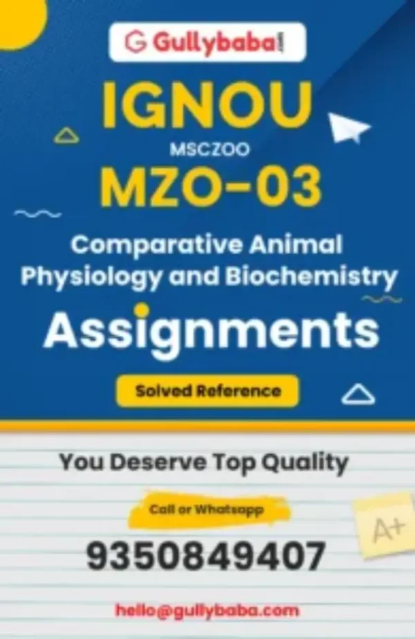 MZO-03 - Comparative Animal Physiology and Biochemistry
