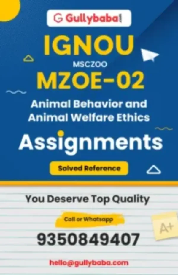 MZOE-02 - Animal Behaviour and Animal Welfare Ethics