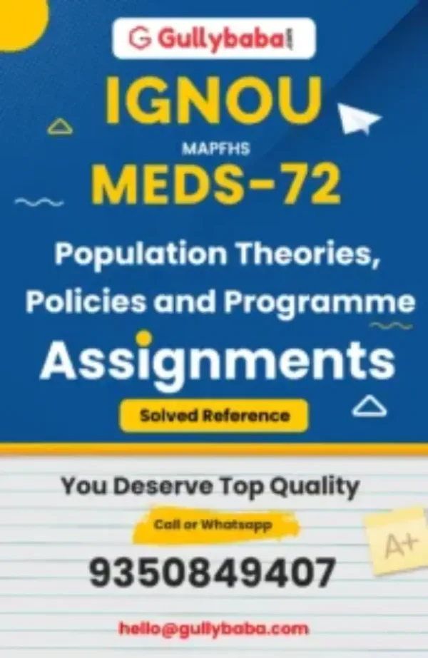 MEDS-72 Population Theories, Policies and Programme