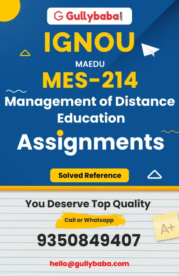 IGNOU Solved Assignments of MES-214