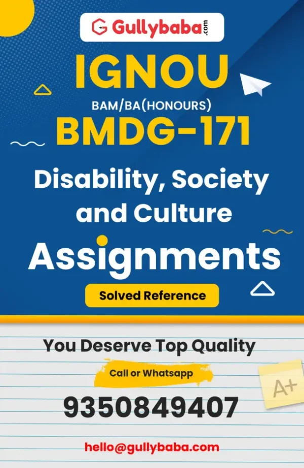 BMDG-171: Disability, Society and Culture